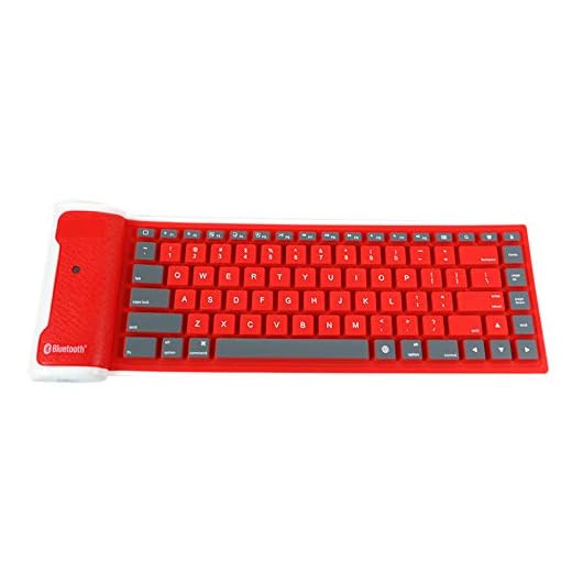 SLTZ Foldable Soft Silicone Bluetooth Keyboard Portable Wireless Keyboard for iOS/Android/Windows System,Fully Sealed Design, Waterproof, dustproof,Red