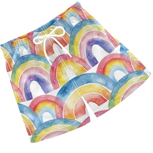 Pigsaly Boys' Swim Board Shorts Red Orange Colorful Watercolor Rainbow Boy's Swim Trunks Kids Swimwear 3T