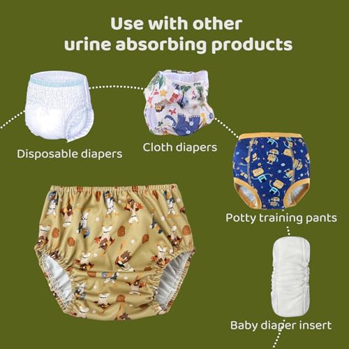BISENKID 6 Packs Rubber Pants for Toddlers Rubber Training Pants for Toddlers Good Elastic Waterproof Diaper Cover Boy 2t by BISENKID - Image 5