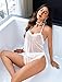 Avidlove Sexy Pajama Set for Women Floral Lace Lingerie Set Sheer Sleepwear See Through Cami Shorts 2 Piece White Medium