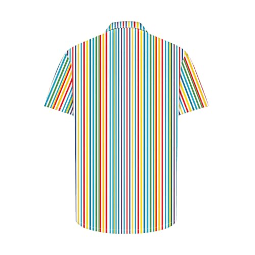 Mens Hawaiian Shirts Fashion Striped Printed Short Sleeves Lapel Summer Casual Blouse Tops Big Tall Boys Tops4