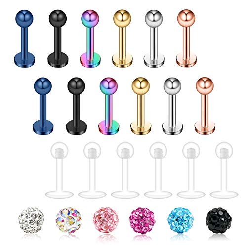 25 Pezzi Anelli Labbra In Acciaio Chirurgico 16G 8mm - Piercing Al Labbro Senza Gemme, Vcmart - Foto 10