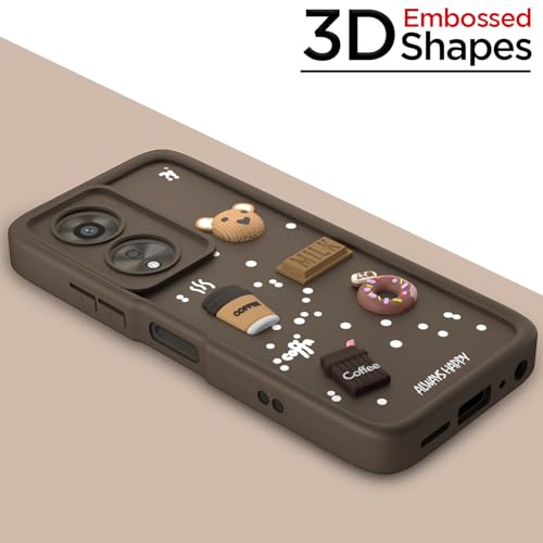 Image of Pikkme Back Cover for Oppo A38 4G / Oppo A18 4G | Cute Fun Cartoon 3D Bear Silicone Full Body Protection Bumper Cover (Brown)