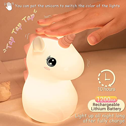 Unicorn Night Lights For Girls Bedroom With Remote Control, Unicorns Gifts For Girls Timing Usb Rechargeable 16 Color Changing Birthday Christmas Kids Led Nursery Night Lights, Room Decor Silicone #TOP2