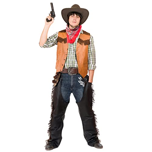 Image of Haysandy Halloween Men Cowboy Costume Hat with Bandana Belts Cowboy Cowgirl Hat Wide Cowgirl Brim Costume Accessories