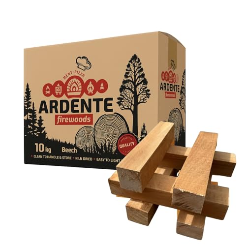 Ardente Beech Pizza Wood Oven Kiln Dried Hardwood Firewood Logs - Handle & Store - Easy to Light - Suitable for Ooni Uuni Nero Dellonda Portable Outdoor Brick Pizza Ovens - 1 x 10kg