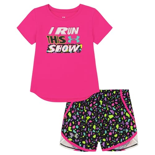 Image of Under Armour Girl's 2-piece Short Sleeve Tee and Shorts Set, Lightweight and Comfortable