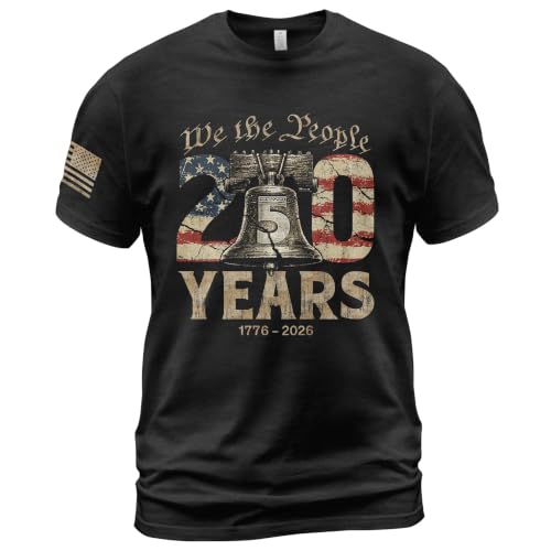 GritSon Patriotic Shirts for Men American 250th Anniversary Shirt 1776-2026 250th Anniversary Shirt 3 (Black-M)