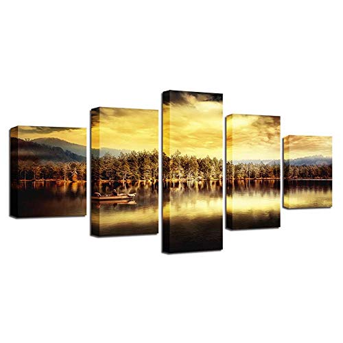 Impression sur toile 5 pièces paysage crépusculaire décoration murale