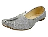 Step n Style Silver Glitter Mens Wedding Shoes for Sherwani Indian Shoes Jutti Mojari for Mens (12)