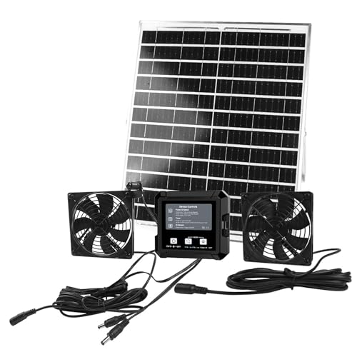 Ventilador solar para gallinero con arranque automático por sensor de luz y timer