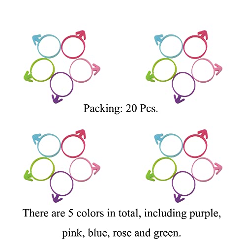 HAHIYO 20PCs 5Color Silicone Piping Pastry Bag Tie, Reusable Icing Bag Tie Cake Decoration Bag Twist Tie Frosting Piping Bag Closer Clip Tie for Cupcakes Cookies Pastry Cake Decorating Supplies