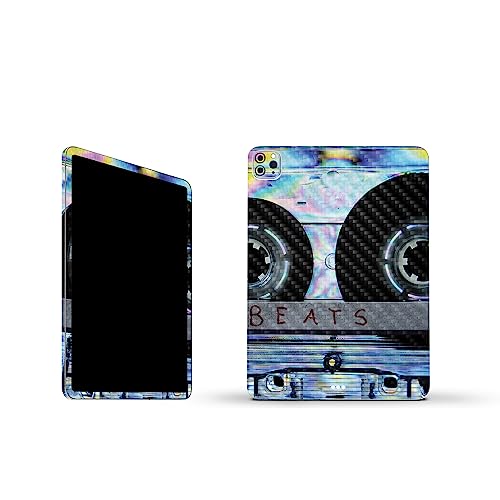 Image of MightySkins Carbon Fiber Skin Compatible with Apple iPad Pro 11 inch M2 4th Gen (2022) Full Wrap Kit - Holo Cassette | Protective, Durable Textured Carbon Fiber Finish | Easy to Apply | Made in The USA