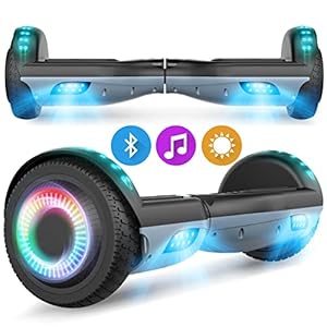 SISIGAD HY-A12 HY-A12 Overboard, all-terrain hoverboard, Bluetooth en led, zelfbalancerende elektrische step, voor kinderen en volwassenen, 16,5 cm, grijs/zwart