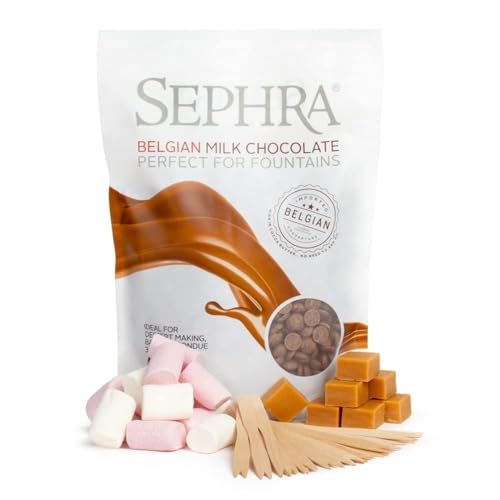 Sephra Chocolate Fountain Fondue Pack (Small – for Approx 10 People) – Includes Sephra Belgian Couverture Fountain Ready Chocolate, Skewers, Halal Marshmallows and Fudge (Fondue for 10)