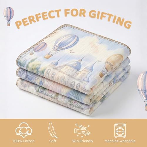 Image of haus & kinder Muslin Blanket for New Born Baby, Soft Breathable Baby Blankets Newborn, Baby Blanket for 0-2 Years, Baby Blanket for Crib Nursery & Stroller, New Born Baby Essentials | Floatopia