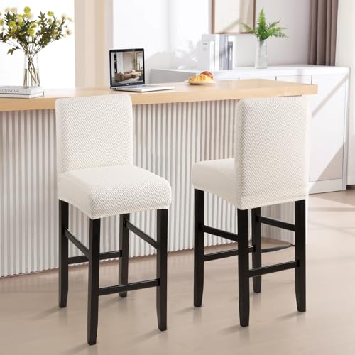 YISUN Wasserdicht Barhocker Bezüge Stuhlhussen Stretch Barhocker Bezug mit Rückenlehne, Abnehmbarer Waschbarer Stuhlhussen Barhockerbezüge für Kurze Drehstuhl Esszimmerstuhl Bar Hocker (2er Set)
