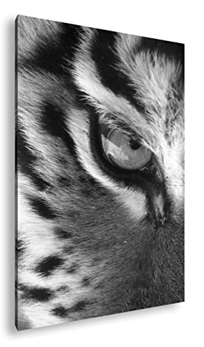Oeil du tigre cadre bois 90x60 cm noir et blanc poster mural salon