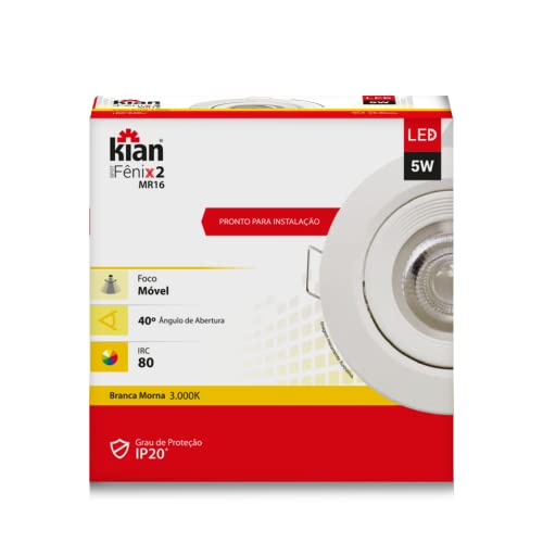 Spot Led MR16 Redondo 5W 3.000K Branca Quente Bivolt Kian