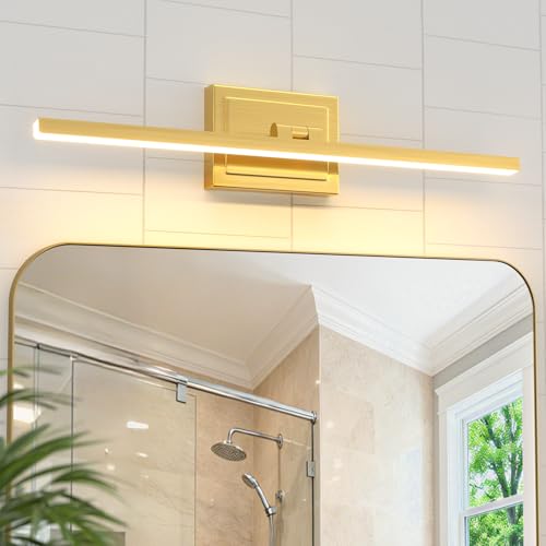 Image of VOLISUN Bathroom Vanity Light 24 inch, 14W Dimmable 5CCT Led Bathroom Light Fixture Over Mirror, Gold Bar Vanity Light for Bathrooms-ETL Certificated