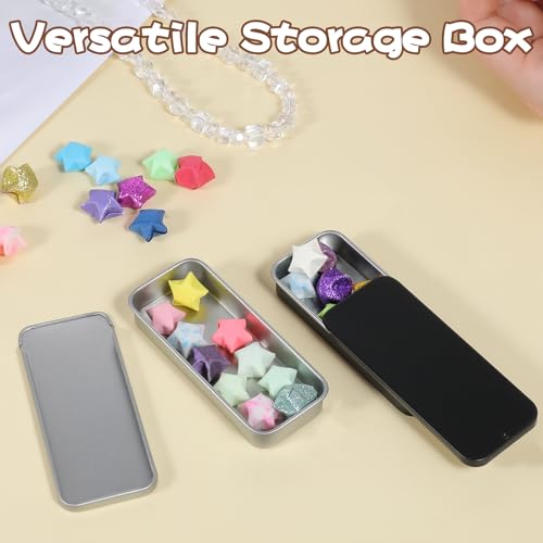 Image of 3 PCS Metal Tin Box Containers, 3.15x1.34x0.47Inch Slide Top Tin Containers Rectangular Empty Hinged Tin Boxs, Portable Box Containers Mini Tins with Lids for Candies, Jewelry, Crafts