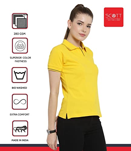 Image of Scott International Women's Regular Fit 100% Pure Organic Cotton Polo T-Shirt | Womens Polo Collar Neck T-Shirt | Cotton Plain Polo Neck Half Sleeve T-Shirt | Tshirts for Women
