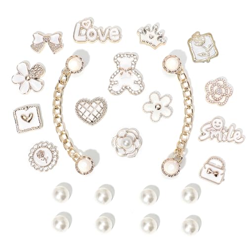 Bling Shoe Charms for Women, White Plastic Rhinestones Shoe Decoration Charms, Girly Shoe Chains for Sandals, DIY Shoe Accessories for Party Favor Pink