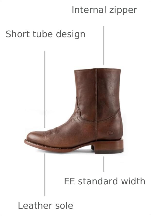Image of 7L SIETE LEGUAS - Men's Leather Cowboy Zip Boot with Leather Sole style 11200