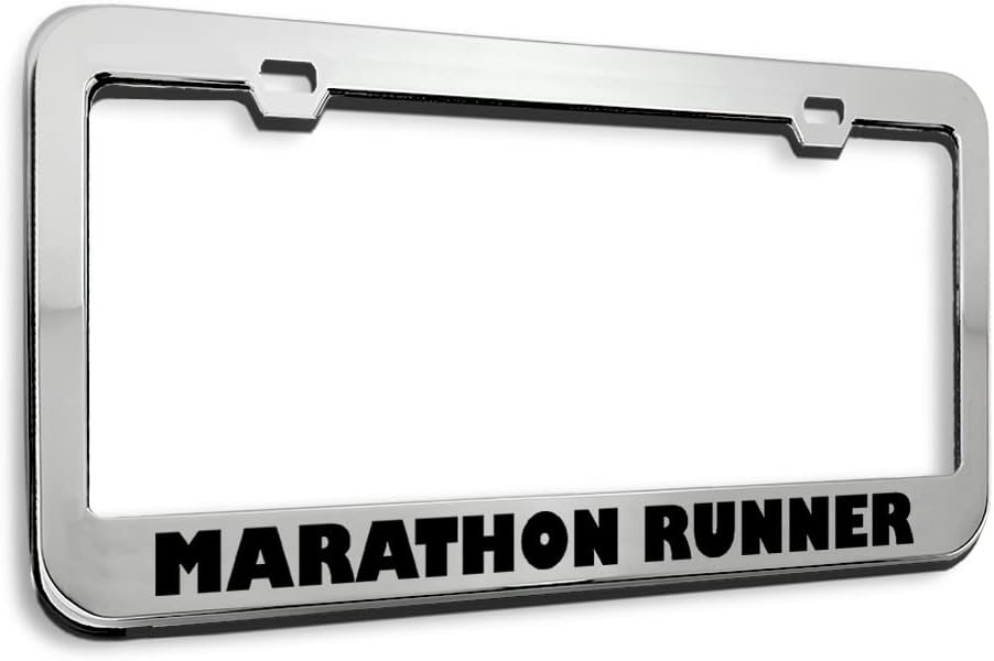 Metal License Plate Frame Marathon Runner Run Metal Car Accessories Stainless Steel 2 Holes 1 Frame