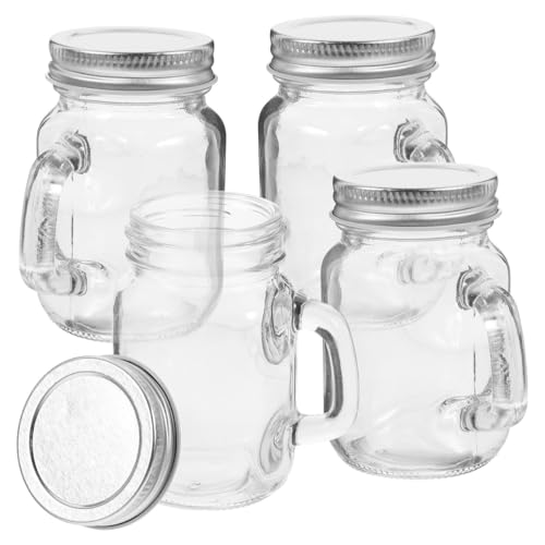 Mini Mason Jar with Handle and Lid 3.4Oz Glass Jam Jar for Sealing Jars Fruits Jam Storage Kitchen Use Picnics Camping Drinking Jars with Lids