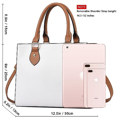 Image of CHICAROUSAL Crossbody Purses and Handbags for Women PU Leather Tote Top Handle Satchel Shoulder Bags (White -BR)