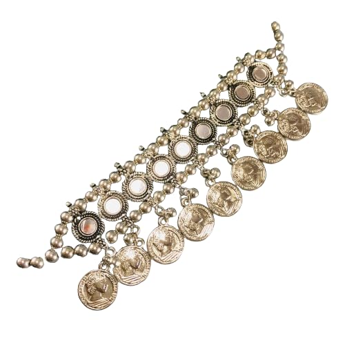THE OPAL FACTORY Garba Navratri Jewellery Sets for Women German Silver Oxidised Silver Necklace Sets with Matching Earrings for Women and Girls. (Coin Drops Mirror Choker Set) (B0DCK6313B) Amazon Price History, Amazon Price Tracker