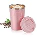 flintronic Taza de café 380ML, Taza de Viaje de Acero Inoxidable - Taza de automóvil de Doble Pared de Aislamiento Taza, Calibre Super Wide Cup para Hielo Fácil de Poner(Rosa)