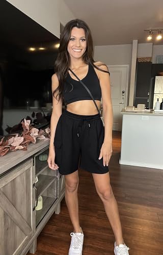 IVIR Women's Bermuda Shorts Sweat Shorts Knee Length Comfy Cotton Long Shorts with 4 Pockets for Summer Casual Hiking4