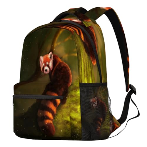 Sac à dos panda rouge grand format pour soulager le dos à l'école et en voyage