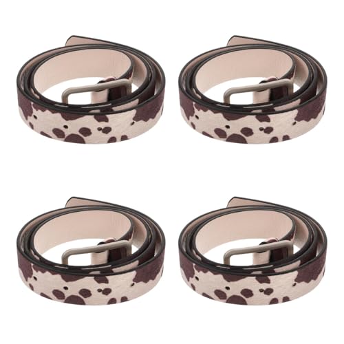 4pcs Cow Pu Belt Jeans Belt Leather Animal Print for Women Western Cow Print Western Pants Womens s Girl Miss Imitation Leather Accessories