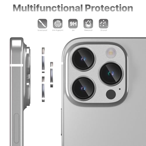 Image of GRIPP 3in1 Focal Camera Lens Protector for iPhone 16 Pro, iPhone 16 Pro Max / 17 Pro / 17 Pro Max / 15 Pro / 15 Pro Max, Aluminium Alloy Ring, Ultra-Clear HD Glass, Easy Install - Silver