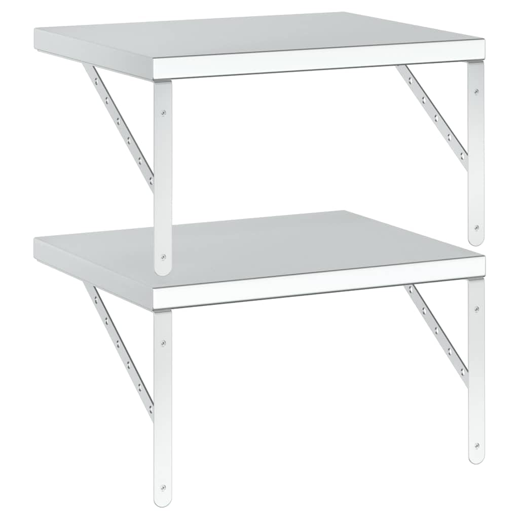 vidaXL Wandregale 2 STK. 50x40 cm Silbern Edelstahl