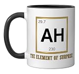 Ah The Element of Surprise Chemistry Science Humor Ceramic Mug, Black/White
