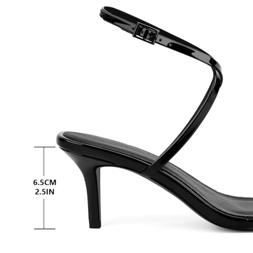 Image of Strappy High Stiletto Heels, Ankle Strap Buckle Heeled Womens Sandals, Sexy Comfort Open Round Toe Heels for Daily Party Dress
