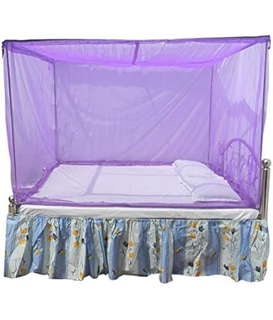 Anaya Mosquito Net || Purple Rectangular Fine Mesh Mosquito Net for Single Bed/Double Bed, 8x8 Insect Protection Repellent, Perfect for Indoors and Outdoors
