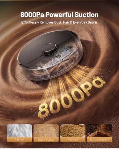 Azomabox Robot Vacuum and Mop, 8000Pa Robot Vacuum with Self Empty Station, LiDAR Navigation, Multi-Level Mapping, App & Alexa Control, Robotic Vacuum Cleaner for Pet Hair (Black) - image 2