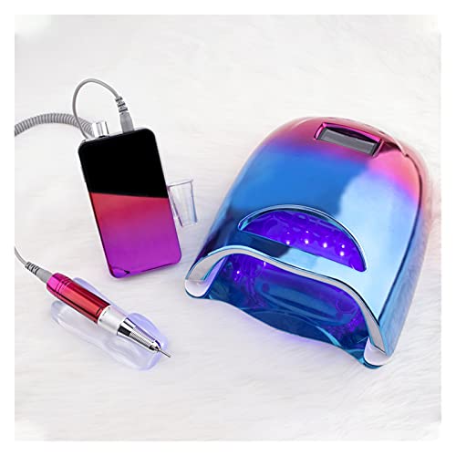 Wiertarka do paznokci Gradient Color Handpce 35000PM Cordless Przenośny Elektryczny Wiertarka do paznokci Maszyna akumulatora Manicure Pedicure(Blue Set)