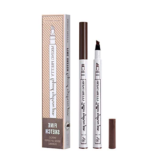 tattoo eyebrow pencil pen,Waterproof Microblading with a Micro Fork Tip Applicator Creates Natural Looking Effortlessly (Dark brown/Light Brown)