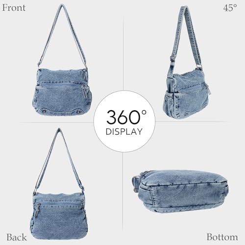 Bolso crossbody denim vintage para mujer y hombre miniatura 6