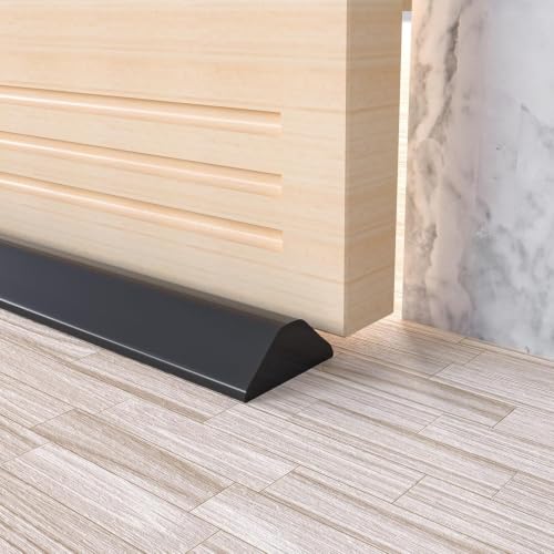 Image of Collapsible Shower Threshold Water Dam, Silicone Shower Door Water Barrier, Self Adhesive Water Stopper Strip for Bathroom, Kitchen, Wet Room, Waterproof Floor Seal(Black, 2-Meter, D-Shap)