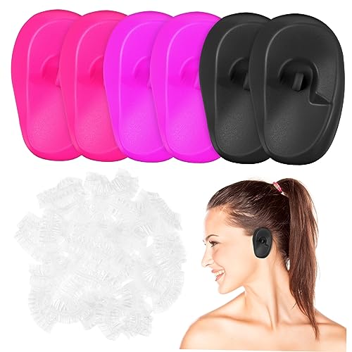 TOPPERFUN Copriorecchie Protezioni Auricolari Monouso 206 Pezzi Silicone Trasparente per Doccia e Tintura Chioma Proteggi Orecchie Salone Parrucchiere Uso Bagno Leggere e Confortevoli