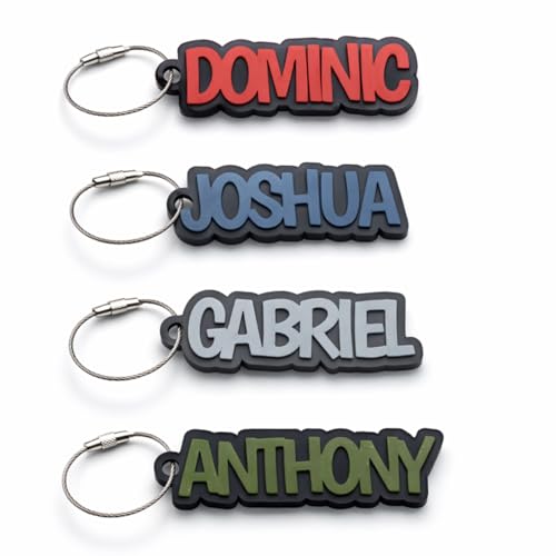 Personalized Bag Tags for Kids Backpacks Custom Name Keychain Diaper Bag Tag Lunch Box Name Tag. Personalzied Keychain With Breaded Steel Cable. Keychain Party Favors. (Font #5)