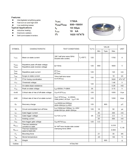 Thyristor Y60KKE KK1500A 1200V à 2000V pour commutation haute puissance - 3
