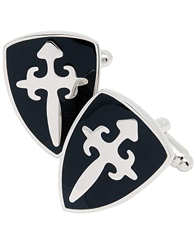 Mancuernillas Crusader Battle Shield para hombre tono negro miniatura 1